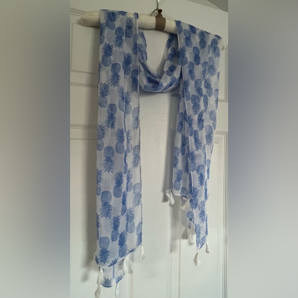Blue & White Pineapple Fashion Scarf
